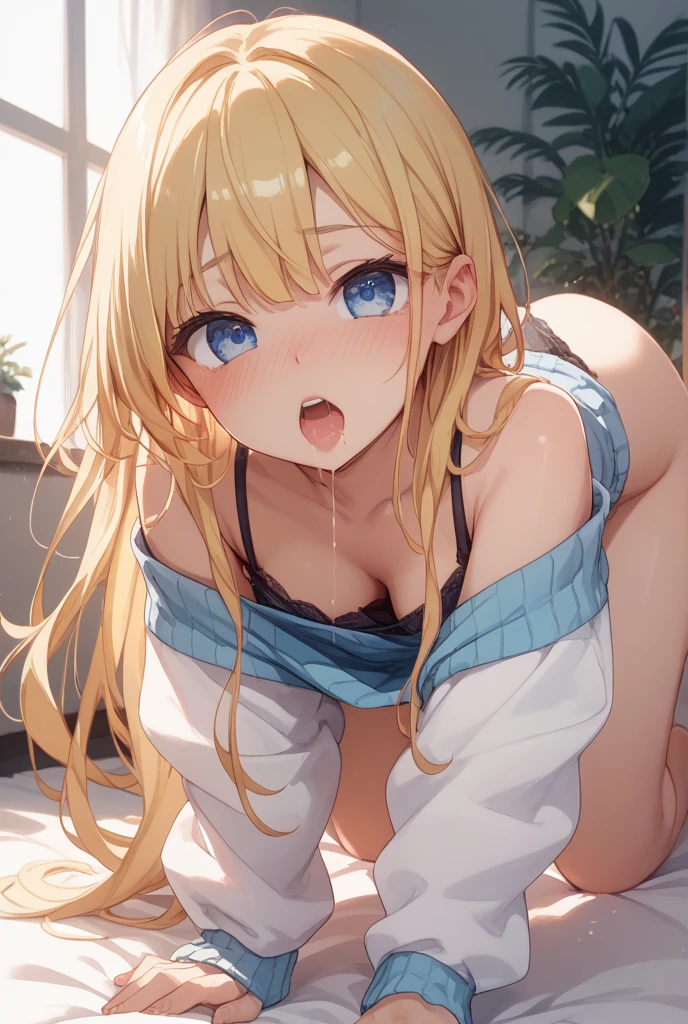 (Browsing Caution),(Two Girls:1.3),Front view,straight,duo,Upper Body,Kneel,masterpiece,Highest quality,so beautiful,Absurd,Alongside,line up,(concentrated),(Assertive_woman),(Light Hair),(Large Breasts),Micro Bikini, Completely naked,(Bright yellow hair),(Light blue hair),(Open your mouth),(White Breath:1.5),(straight-on),On all fours