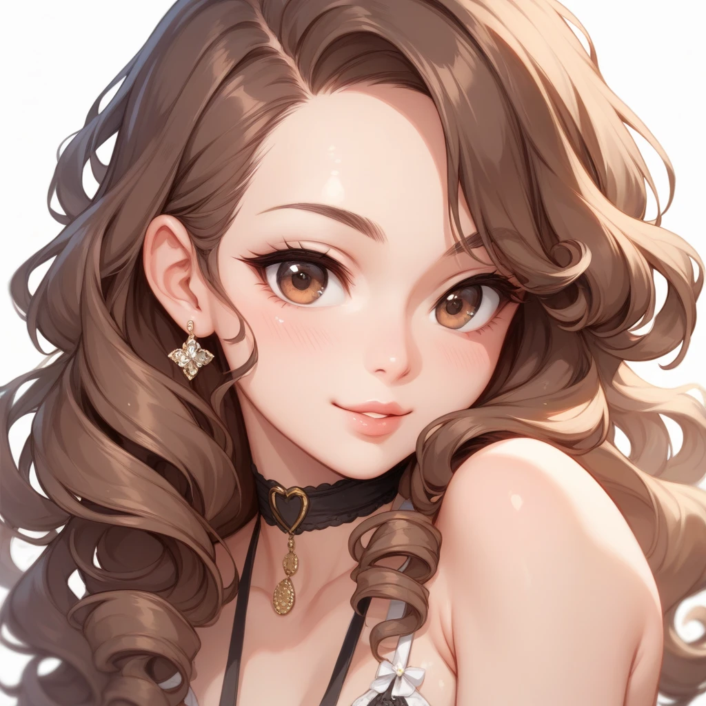 ((highest quality)), ((masterpiece)), (detailed), Perfect Face、8K、whole body、Brown Hair、Smooth Hair、Earrings、necklace、front、