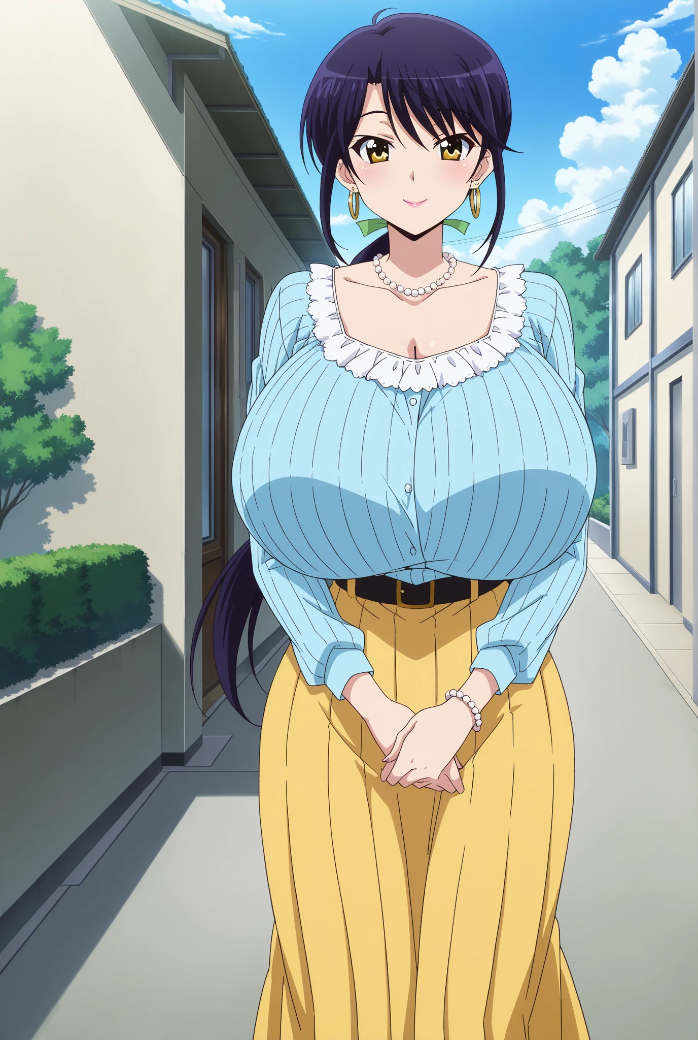 1girl,milf,gigantic breasts,plump,everyday clothes、pink apron、Light green shirt、Blue jeans、inside the house, spread legs