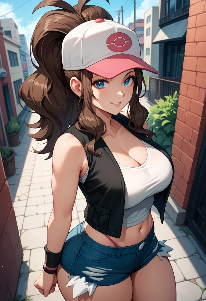centered, award winning upper body portrait, cowboy shot, (looking at viewer:1.2), | solo, smile, def1, | city, scenery, city lightokeh, depth of field, cinematic composition, | dynamic pose, mature, large breasts