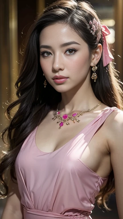 love affair goddess gorgeous crown Pink Holding a heart-shaped stone in both hands at chest level looking at the camera