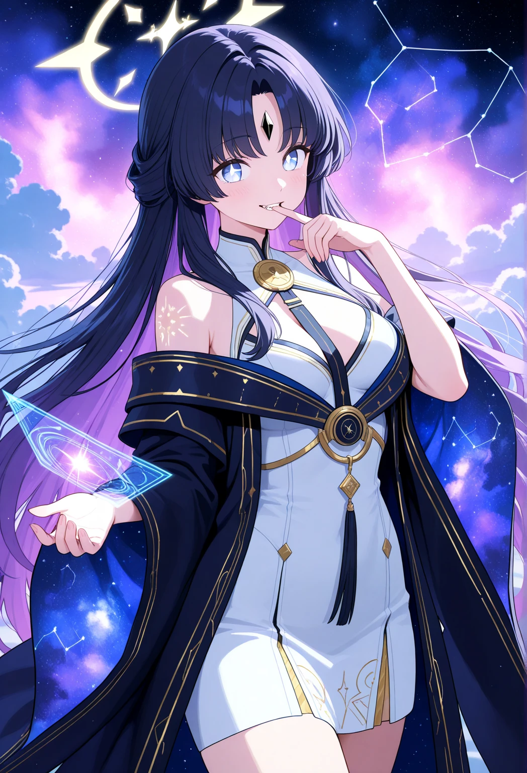 girl,Prison Guard,lesbian,intimacy,brightcolors,Extreme color,dreamy background,Magic background,Witch hat,uniform,see-through transparent clothes,Conservative style,anger expression,Resistance action,A tense scene,action with tension,Impactful graphics,Gather your strength and prepare to unleash powerful magic,Extremely powerful psy ability,illustratio, 电影灯光, A high resolution, Best quality at best, 超詳細, 详细的脸, (詳細な目), Best quality at best, 超詳細, tmasterpiece, (详细的脸), pretty face,Ultra-fine embroidery, Collar, eBlue eyes, Neon sparkly hair fringe, d杯, AI Fantasy Super Deluxe Room: 5, Glittering interior with neon details,,Extremely conservative,Very conservative,wrap thoroughly,Delicate high heels,Translucent full body pantyhose,body curve