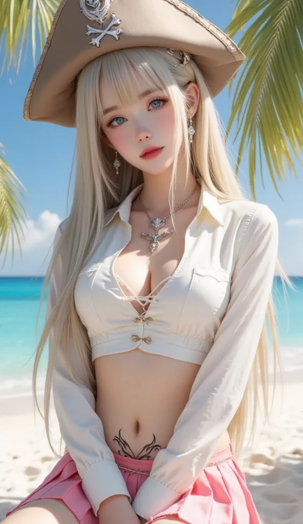 Beautiful woman with perfect body:1.4,Prominent cleavage,Layered Hairstyle,Highly detailed face and skin textures,Double eyelids,Skin Whitening,Long hair,Whitened long legs,(Japanese girls high school uniform,Collar),Standing by the sea,Half-length photo