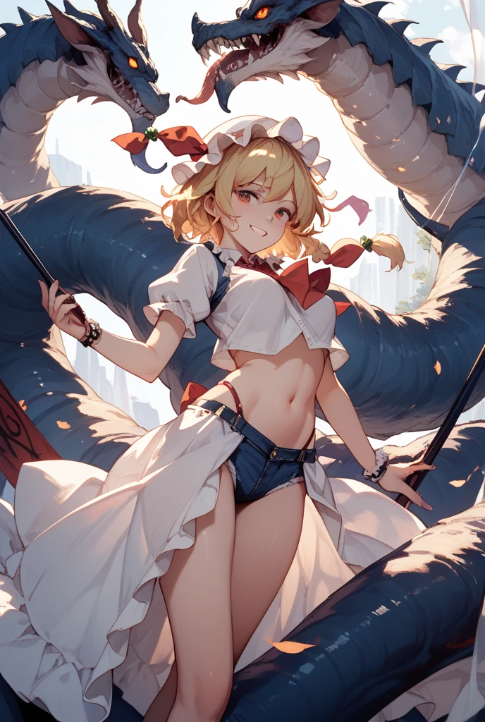 White skin, (Fox ears), Exquisite eyes,Red Eyeshadow, Red lips,White shorts,Fake laugh, Ukiyo-e, masterpiece, high quality, at the lowest limit, Tiny,White boots,Huge breasts,Wearing a straw hat