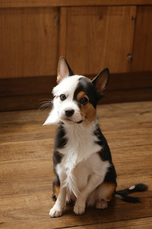 Cute papillon dog brown black and white girl dog