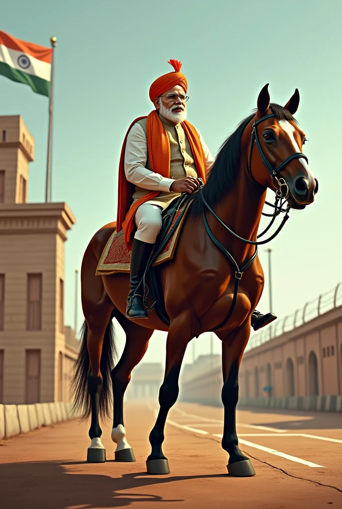 A big horse hand India flag and and his very happy and others people salute india flag
