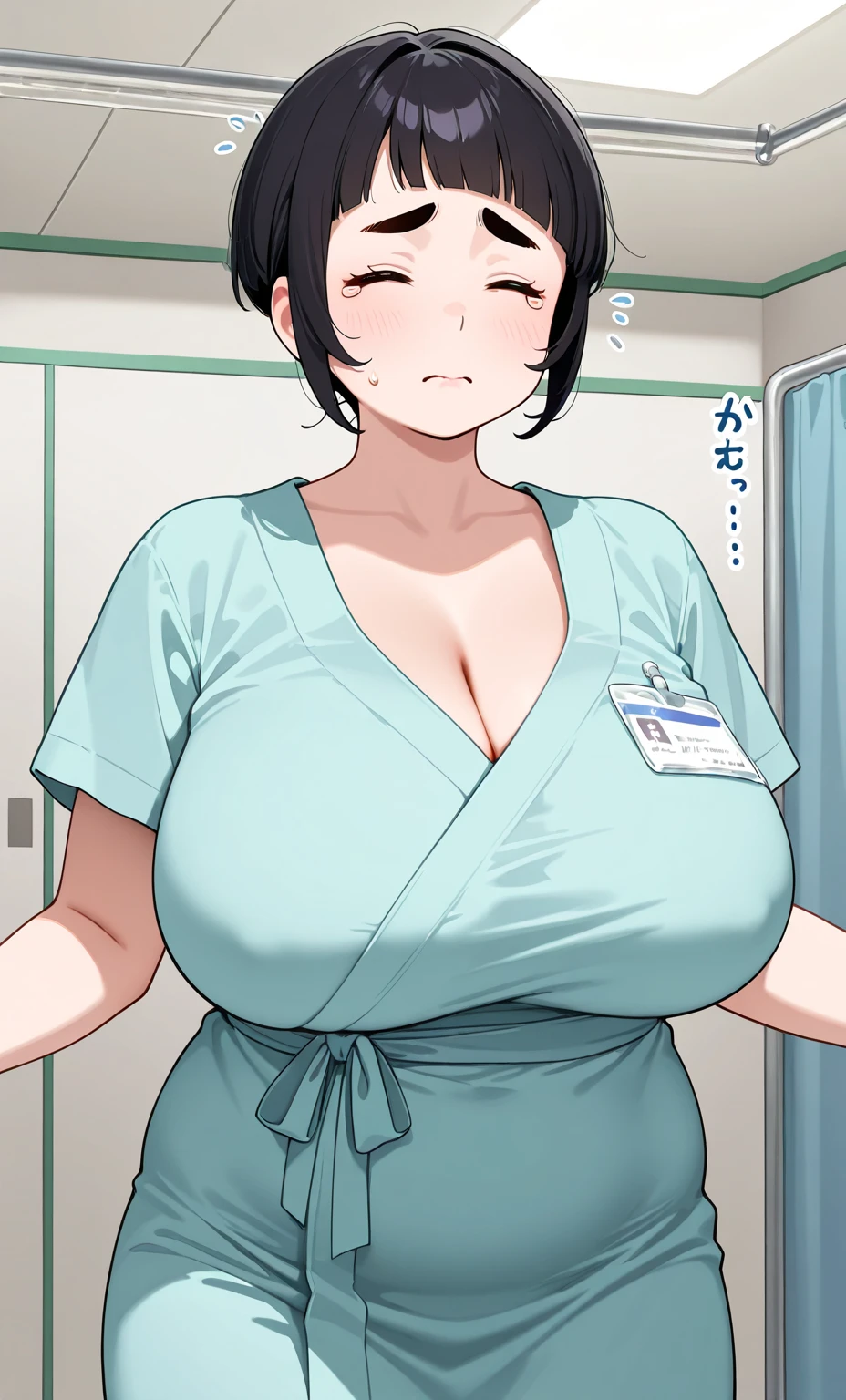 (​masterpiece、top-quality: 1.2)、Cowboy Shots、solo、Female 1 Person、ushio、Nervous、looking at viewert、large full breasts:1.9、Ahoge、hospitals、Puffy nipple:1.9、Completely naked、Deep tray
