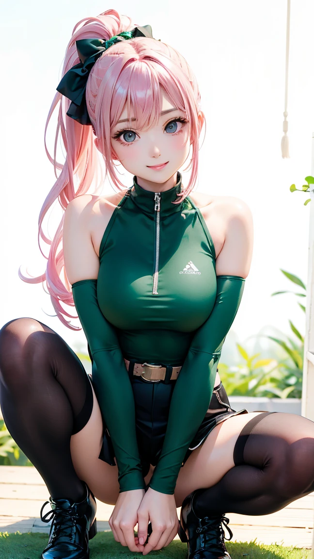 masterpiece, best quality, (((masterpiece))), (((highest level))), ((super waiting)), (illustration), ((extremely delicate and beautiful)), dynamic angle, (beautiful and delicate eyes), (Detail lights), (1 girl), (:1.2), (long hair),( black hair), dark brown sparkling eyes, big ,nature, super smile, full anatomy, Exquisite and beautiful face,(Wear cycling clothes:1.2),,(attractive pose:1.2),(on a country road, huge breasts,leggings,long legs,white legs ,pink hair,miniskirt