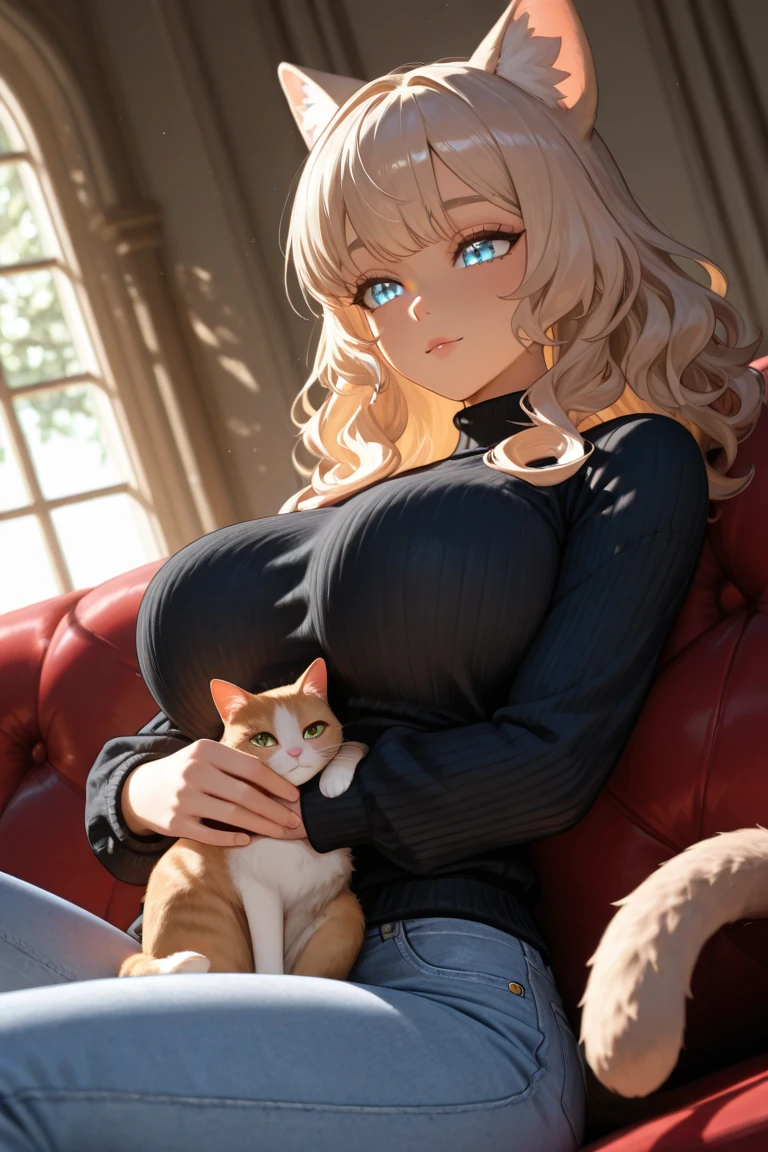 sexy anime big breasts naked nsfw poses thighs lingerie hot milf open legs lying in bed drowned cat