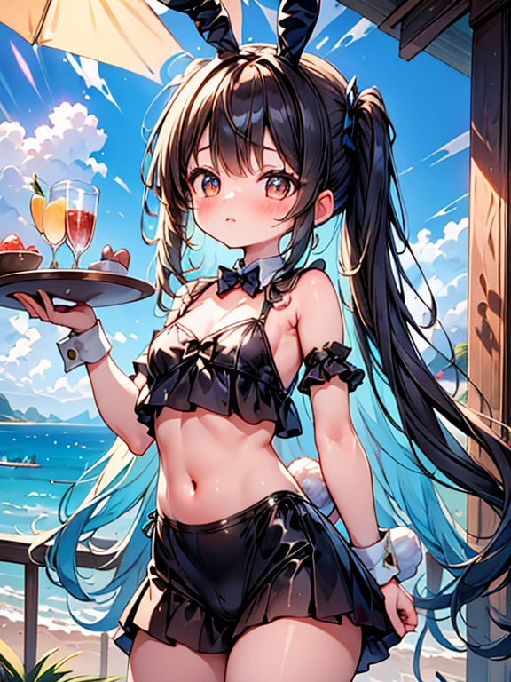1 chica, tokisaki kurumi, obra maestra, 8K, small bikini, sonriente, NSFW