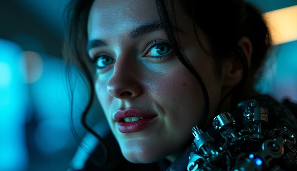 (8k, ARTISTIC photography, best quality, masterpiece: 1.2) soft lustrous raver gutter punk gothic cyborg , over-detailed face, (((big open eyes))), translucent skin, details, scifi, fantasy, cyberpunk, intricate, decadent, highly detailed, octane render, artstation, concept art, smooth, sharp focus, illustration, art by artgerm, loish, wlop