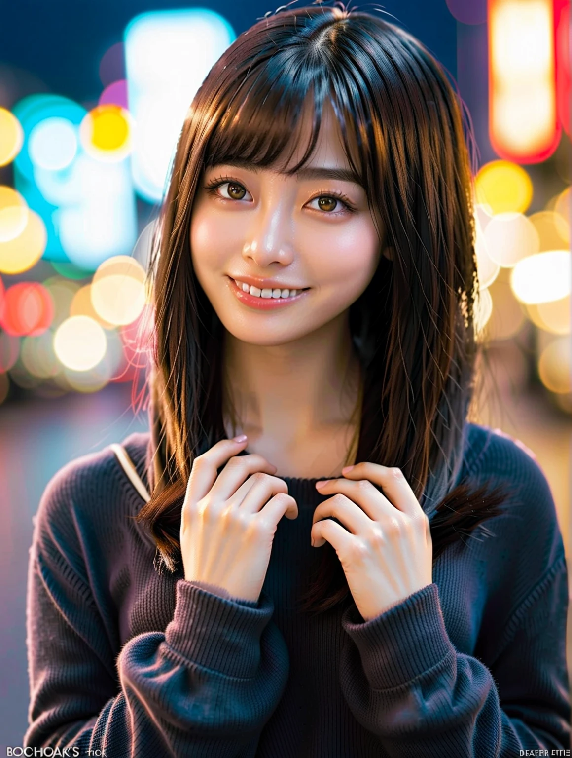 (8k, RAW photo, top quality, masterpiece: 1.2), (realistic, photorealistic: 1.37), ultra detail, ultra high resolution, one girl, beholder, beautiful detailed face, smile, constriction, (slim waist): 1.3), high school, beautiful detailed skin, skin texture, floating hair, professional lighting,