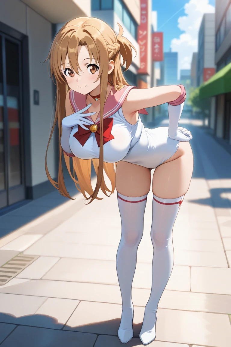 asahina mikuru, red playboy bunny, <lora:AsahinaMikuru_V1.0-000003:1>, public, crowd, outdoors, embarrassed, 3d, realistic