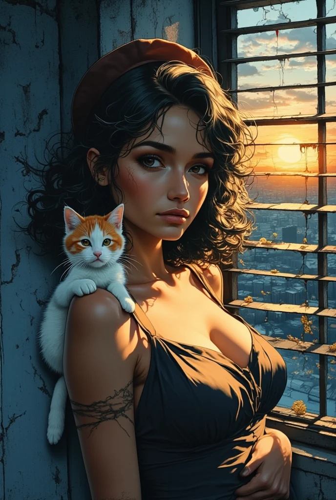 a beautiful young woman in her 20s, stroking her sleeping cat on her lap, realistic, photorealistic, 8k, high quality, extremely detailed, intricate details, perfect lighting, warm colors, soft lighting, cozy atmosphere, natural skin tones, detailed facial features, gorgeous eyes, delicate hands, flowing hair, comfortable clothing, domestic setting, peaceful, serene, magical, whimsical