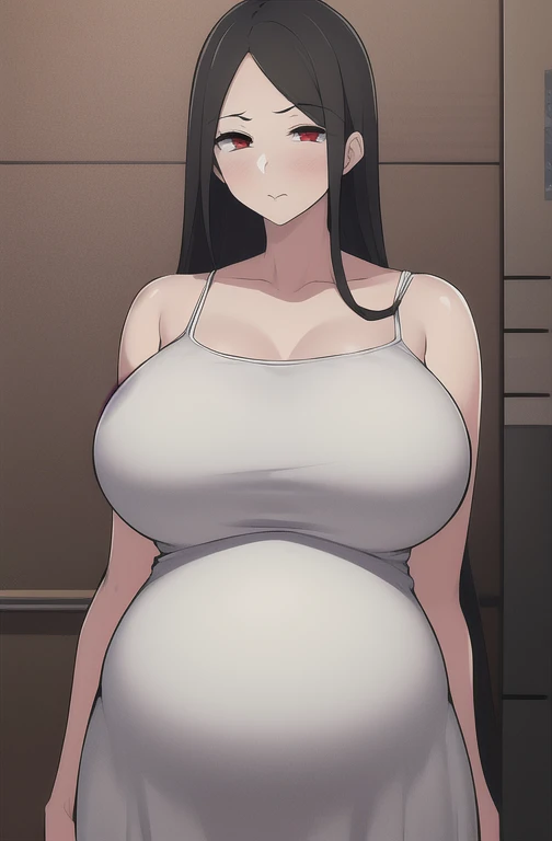 Plump year 21 big breasts black hair brown eyes smile longer hair eye-covering bang