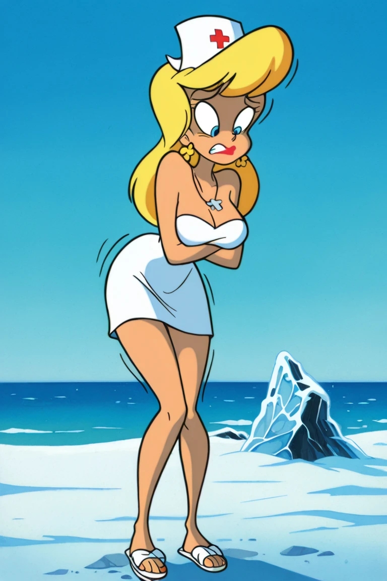 1 woman ,hairy  walking on top of the sea touching the moon,tan skin wearing red socks,taking full moon light bath! Black pubic hair, golden smilling  fishes jumping out of the water.