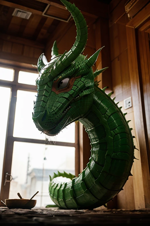 Depict the green Chinese dragon as a symbol of 2024