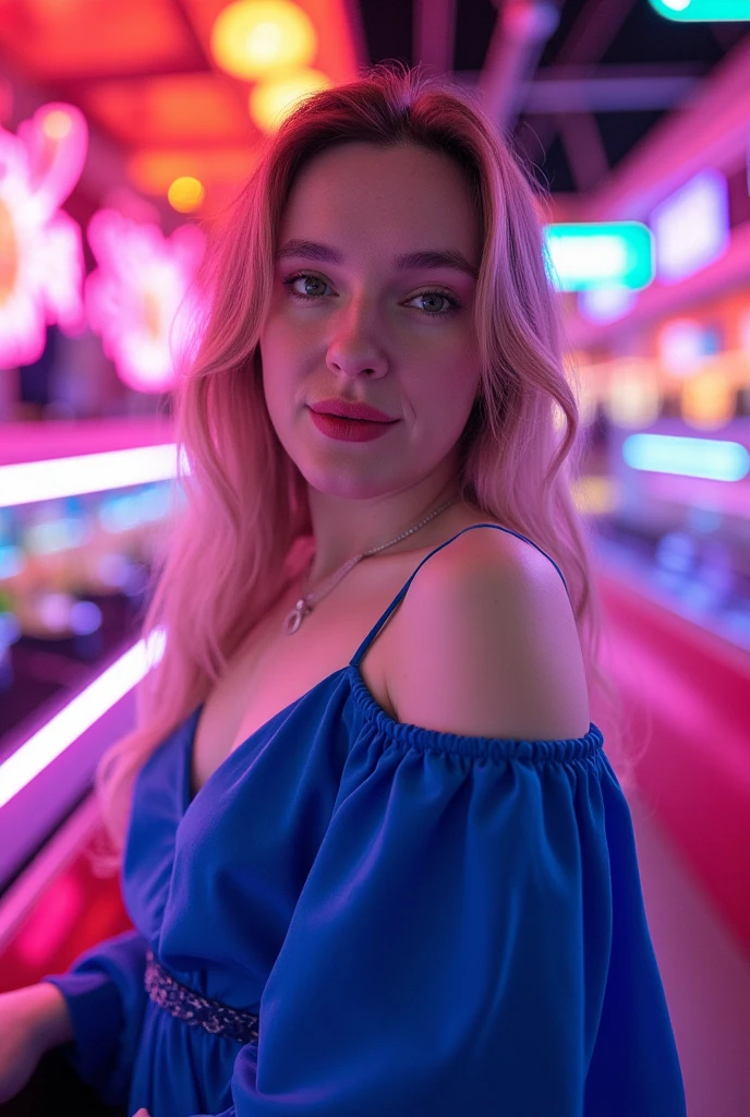 maximum quality、a beautiful girl、nighttime city , haze, Light Blue Camisole、Colossal ,35mm lens,cowboy shot