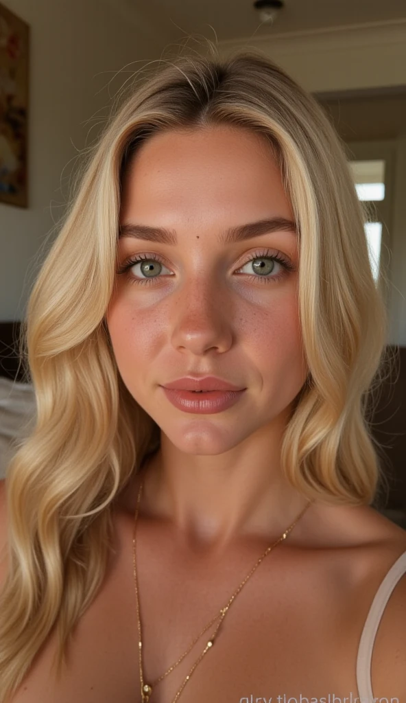 une belle fille blonde de 25 ans aux yeux verts, Longs cheveux blonds, sitting on her allumé, prendre une jolie photo de selfie, proportion parfaite du corps, porter un outfit, traits du visage détaillés, Une peau impeccable, éclairage naturel, tons chauds, 1fille, Visage détaillé, chef-d'œuvre, Yeux détaillés, Lèvres détaillées, belle peau, éclairage naturel, couleurs chaudes, alluméroom, allumé, iPhone, photo de selfie, ville, sexy pose, big natural breasts, saggy breasts,
