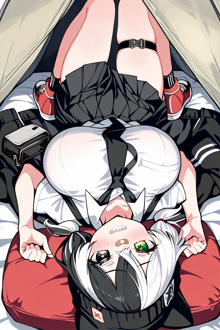 (masterpiece)、(Best image quality)、(Very detailed)、(Very detailed)、4K、(8K)、Best image quality、(beautiful), 1 Girl,Huge breasts、Thick thighs,Noise Reduction、Emphasis on the crotch、Breast Augmentation,(Black Pantyhose:1.2),The chest is exposed,(nsfw :1.3),(pubic hair:1.3),Sweating,(Nurse uniform:1.2),(Bukkake:1.2),(Eyes are hearts:1.2),(Sex slave:1.3)