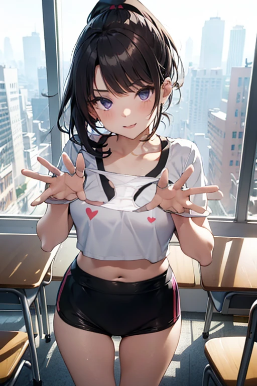 very cute and beautiful girl,(Very detailed美しい顔), (((Close-up shot of face、Open your mouth very wide、Sweating all over、Sweaty、Looking up、、Excited、Fascinating、orgasm、shortness of breath、Very humid、vapor))),blush,Black Hair,Seraphim,((short hair、Black Hair、Pink hair on the inside、Gal、Small breasts)),((Track & field athletes' uniforms)),((Reaching for the camera、Spread your legs、High angle、Dynamic Angle、Hands on the local area)), ((Small storage room in gymnasium、Dim lighting、vapor、Sigh、The expression of the limit)), (Highest quality,masterpiece:1.0),Absurd,High resolution,Super detailed,Very detailed,32k,8K resolution, Intricate details,Movie Scenes,Detailed Background,alone,Dynamic Angle,