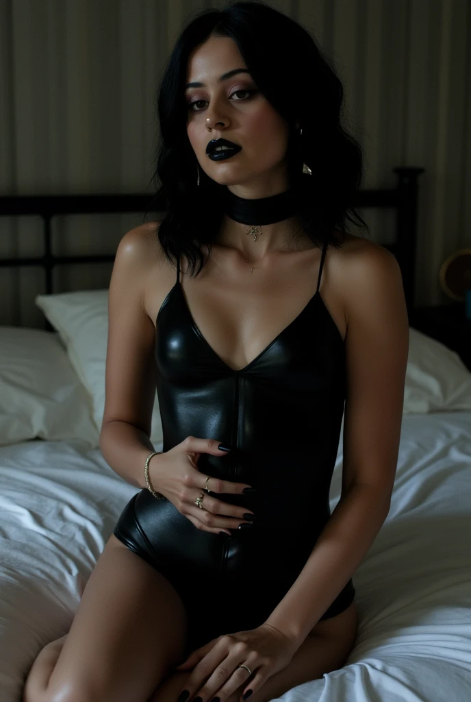 Fnf GF goth cute wearing a transparent outfit a black bikini underneath the transparent outfit 4k 3d photo