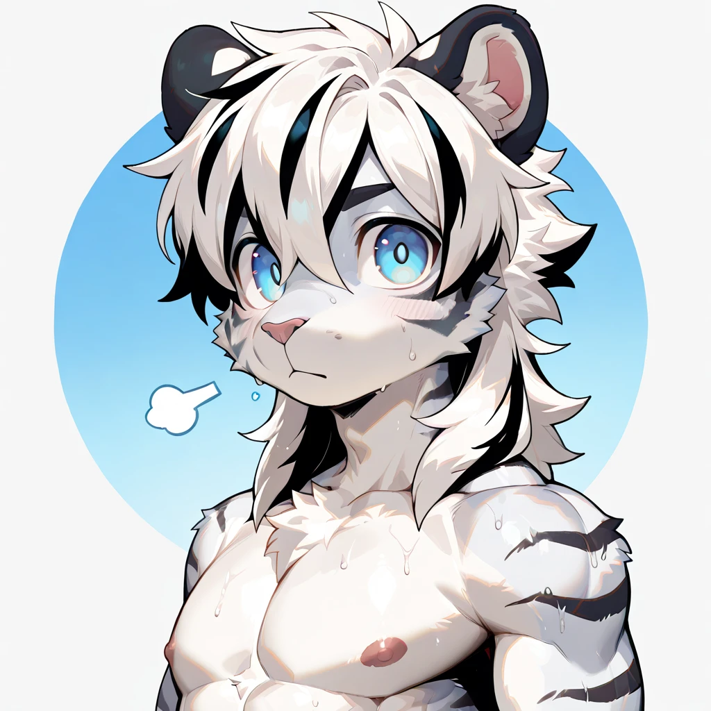 Hyena Boy,Topless, mammal, hairy,White viscous liquid oozes out,Transparent swimming trunks quality