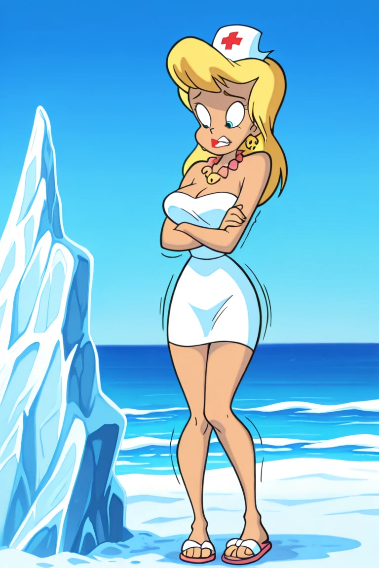 Aladin, jasmim, 1 garota, ((boba))), cabelo loiro curto, olhos azuis, swollen lips, painted lips, thick lips, quadris largos, coxas grossas, enorme peito falso redondo, enorme bunda redonda Bella bellz, pele brilhante, High waist black bikini, mamilos, pernas abertas