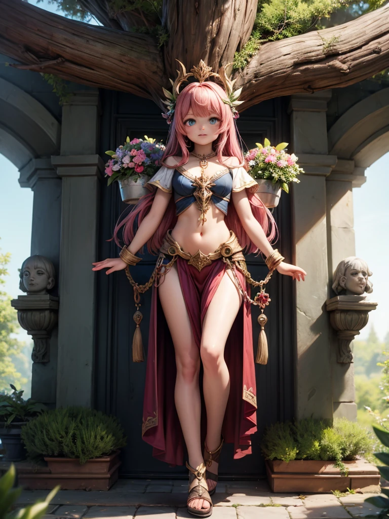 a full body of a woman in a pink dress with a crown on her head, 2. 5 d cgi anime fantasy artwork, anime fantasy artwork, beautiful fantasy anime, beautiful fantasy art, beautiful alluring anime woman, anime goddess, a beautiful fantasy empress, anime fantasy illustration, extremely detailed artgerm, 8k high quality detailed art, fantasy art style, heels, standing, transparent, princess, ballerina, ribbon on the back dress, sexy, belly button expose, idol