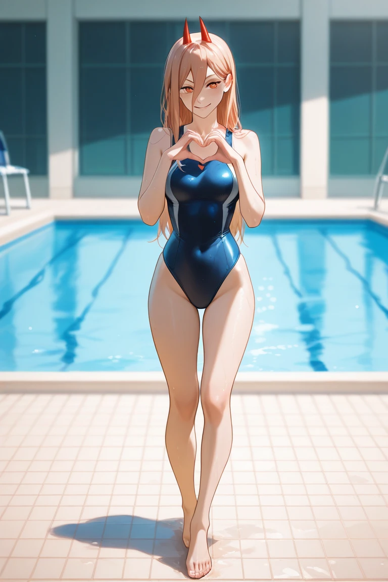 (Masterpiece), 8k wallpaper, solo, Watanabe you, standing, school hallway, one-piece swimsuit, v-neck, low cut at hips, game cg, beautiful detailed face and eyes, perfect anatomy, picture in a frame, ass view, (glory wall pose:1.3)