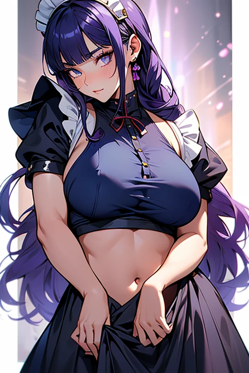fox girl, big breasts, purple hair, masterpiece , red eyes, hd, Head to Chest, buried in my chest、underleeveless knit