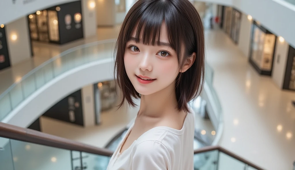 (RAW Photos: 1.2), highest quality, Beautiful detailed girl, underwear, smile, short hair, On all fours, Big Breasts、ビッグサイズ underwear, Highly detailed eyes and face, Beautiful details, Large file size, High resolution, 8k wallpaper, Finer details, highly detailed ticker uniform 8k wallpaper, Light on the face, Cinema Lighting, 18-year-old girl, Sexy pose, (Photorealism: 1.4), shape, Super detailed、