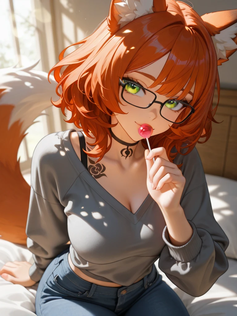 1girl, beautiful elf woman, ((Short Red Hair: 1.5, straight with shine: 1.5)), bright blue eyes, bright eyes, double eyelids, light effect on eyes, detailed irises, sexy, curvy body, glasses,((Closed White button up shirt: 1.5, black leather bra, choker, tiny black leather shorts, black high heels, legs exposed: 1.5,)) (( White button up shirt, edgy sexy, beautiful)) ((Breasts Covered: 1.5)) ((micro leather shorts, edgy sexy, Beautiful and cool, shorts)), ((work of art, hyper-realistic, hyper detailed, Best quality, 16k, light and shadow on skin, vivid colors)) ((Sitting on log with legs crossed: 1.0, grassy field starlit forest)), eyeliner, Thin eyebrows, Lustful expression: 1.5, perfect lips, sexy mature face, flirting lustfully with the viewer: 1.5, lots of freckles, full lips, extreme blush, lustful smile, night time, starlit sky, full moon, rays of light, masterpiece, ((Hands on breast: 1.4, biting lower lip)) ((Dutch Angle)), ((Looking at viewer)) ((front view))
