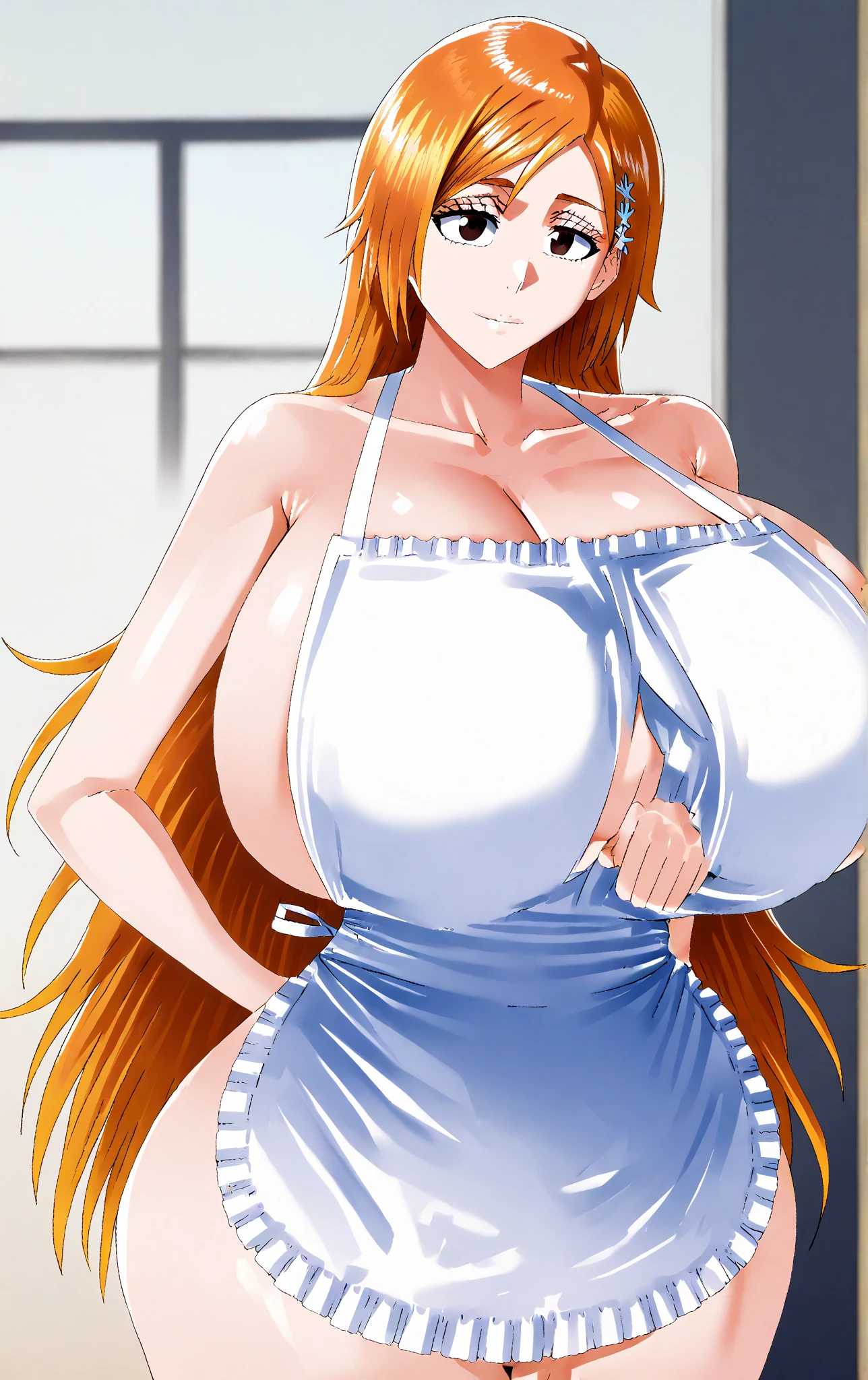 Nami from One Piece being fucked by, and is naked with huge tits and huge ass, and covered by his white cum