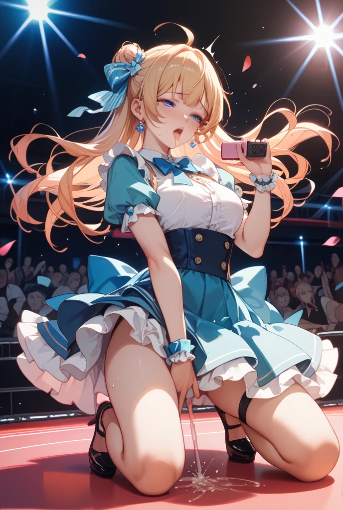 alice in the wonderland、cute little Girl、mini skirt、blond hear、(((panty thighlet single layer or panty thinghlet:1.3)))、Wavy Hair、blue eyes、10year old、all-fours、Pussy、Wet Pussy、sigh、anal、anus、with spreading legs、spread your pussy with your hands、happy、smile、Apron Dresses、pinafore, NSFW、SEX、shairband、The clothes are fluffy、taking down my pants、tits out、Small、Spread your、show off nipple, expose breasts, small breasts,shirt lift, twat,