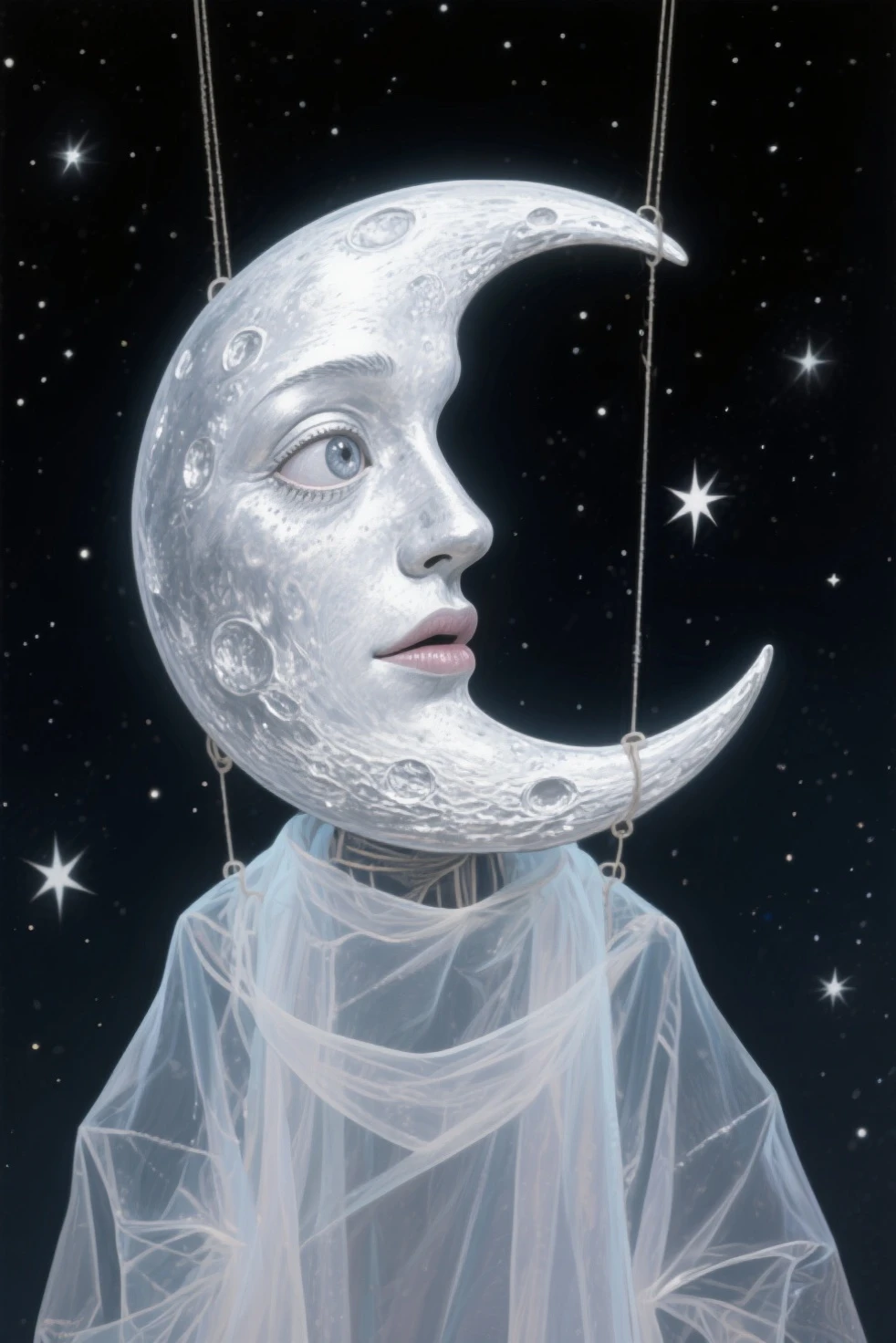Rabbit monochrome floating on a star