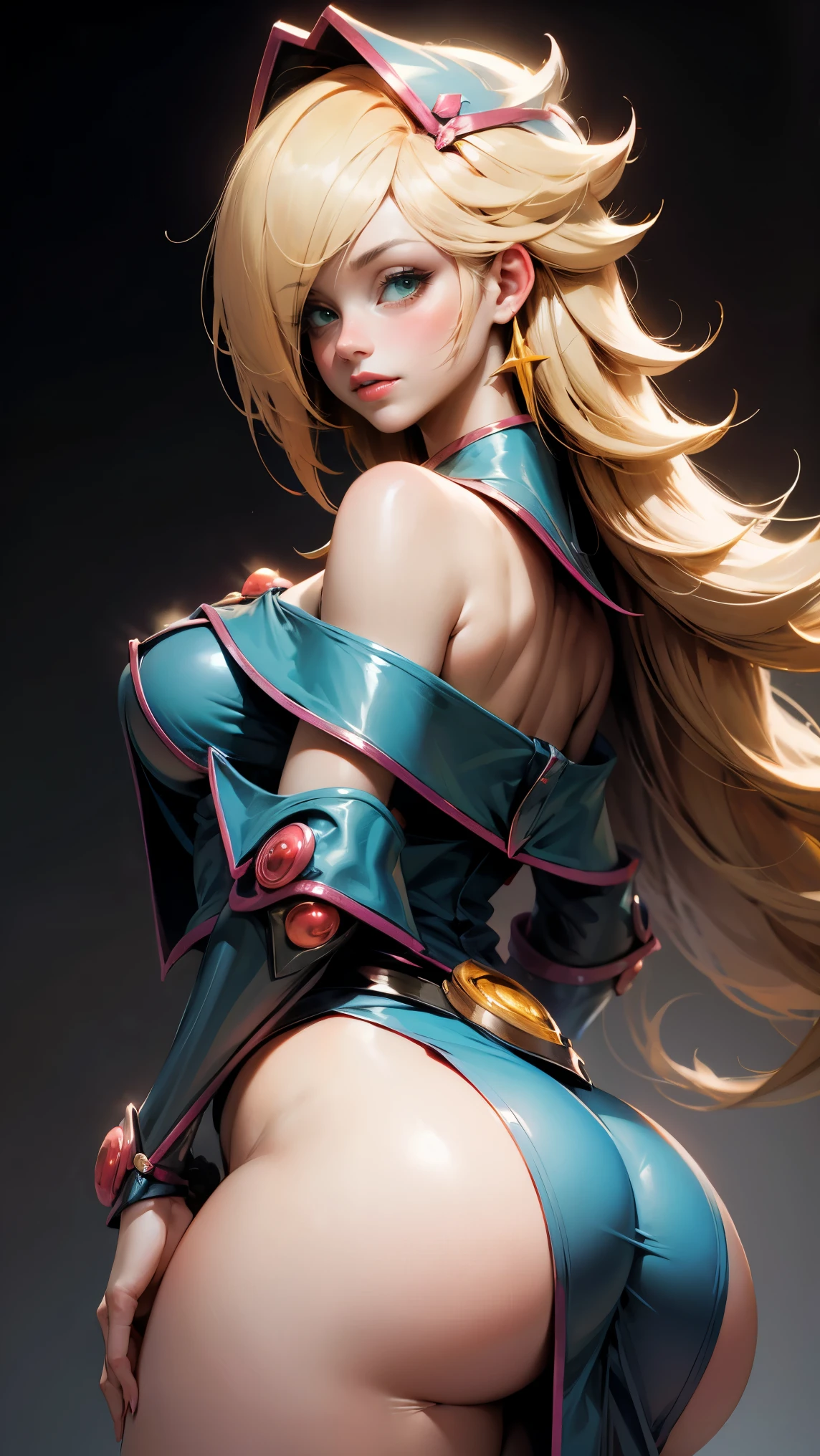 (best quality,4K,8K,high resolution,chef-d&#39;artwork:1.2),ultra-detailed,HDR,animated,femelle,personnage de jeu vidéo,wakfu huppermage,sexy,des yeux captivants,pouty lips,seductive expression,visage expressif,cheveux fluides et vibrants,Colored hair,cheveux 2 couleurs,colored skin,resistant ((uniquement de la lingerie colorée,)) Elaborate lingerie, corps parfaitement aléatoire,tout le corps, random flirtatious pose,regarder directement dans la caméra,faire preuve de confiance,powerful abilities, aura qui l&#39;entoure,palette de couleurs fascinante,soft, ethereal lighting,playful and mysterious atmosphere,Casser ((((from behind)))) gros cul,all4onground,accroupi,catpose