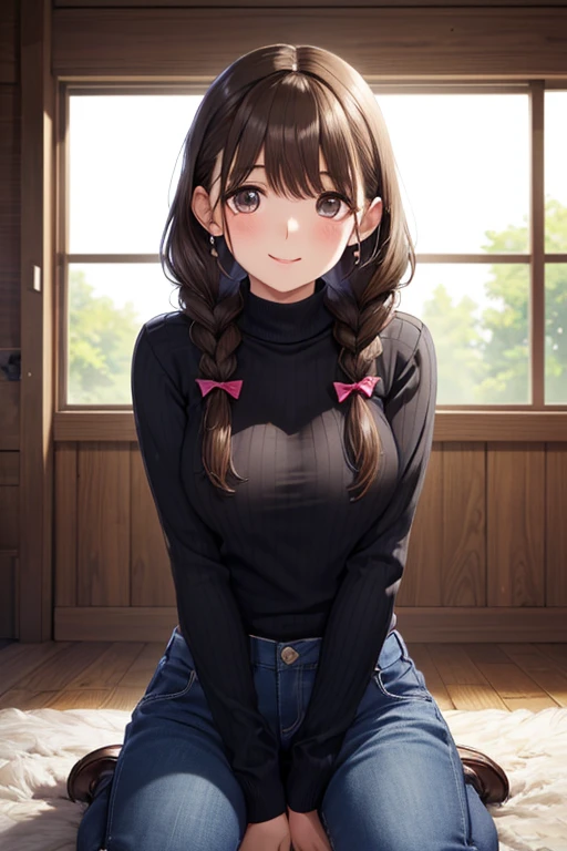 ((Brown hair)),((Braided shorthair)),((Pigtails)),((With black eyes)),holding panties,spreading panties,Panties,NSFW