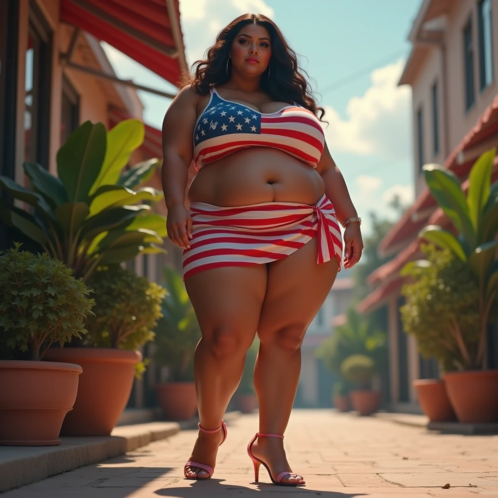 dark-skinned female, bikini., poitrine, gros seins, voluptueux, thick thighs, hanches larges, Sinueuse, gros cul, cul massif, dreadlocks, high resolucion, robe, poser sexuellement, white_baseball_cap