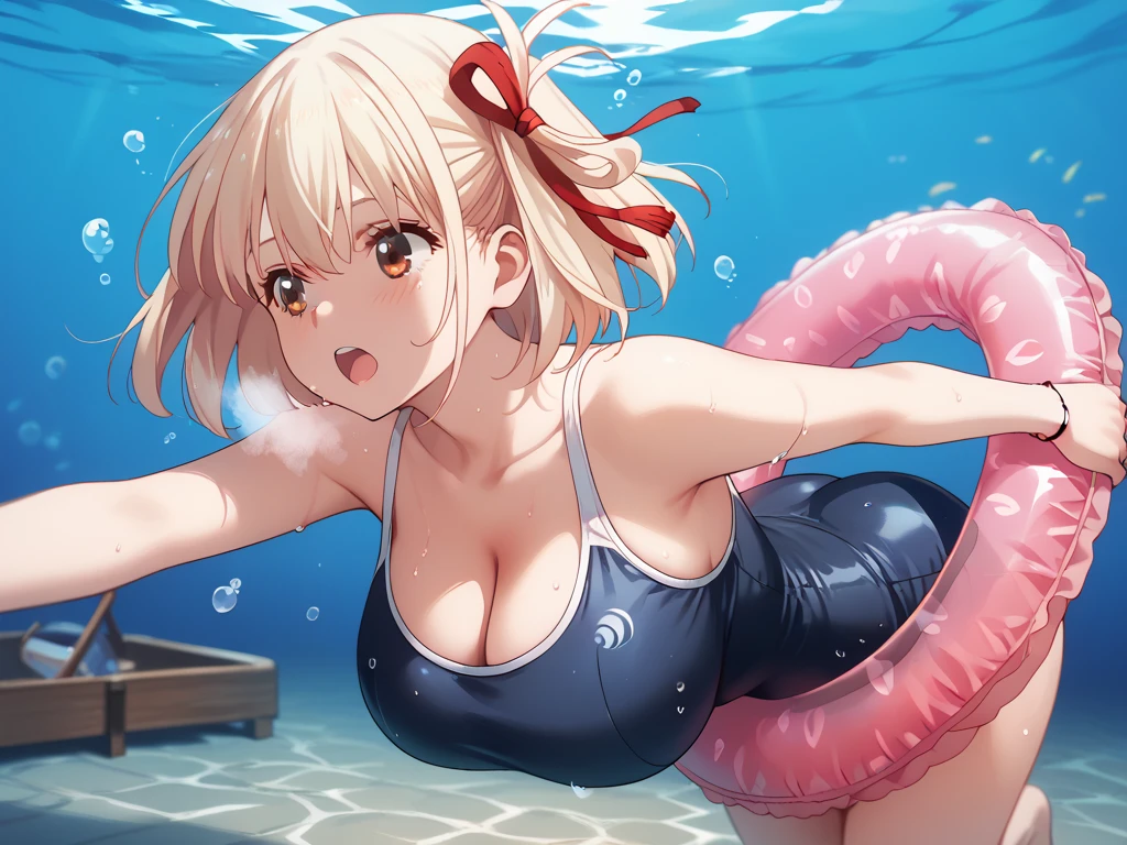 (masterpiece), best quality, expressive eyes, perfect face, ((solo, mature woman, full body, look smart, blond hair, short bob hair, glasses, striped bra, striped side-tie panties, large breast, large butt, look panic, relaxed expression, open mouth)), low view, ((aliens, alien monsters, tentacles, monstrous tentacles, swarming, surrounding)), (in the spaceship), outer space,
