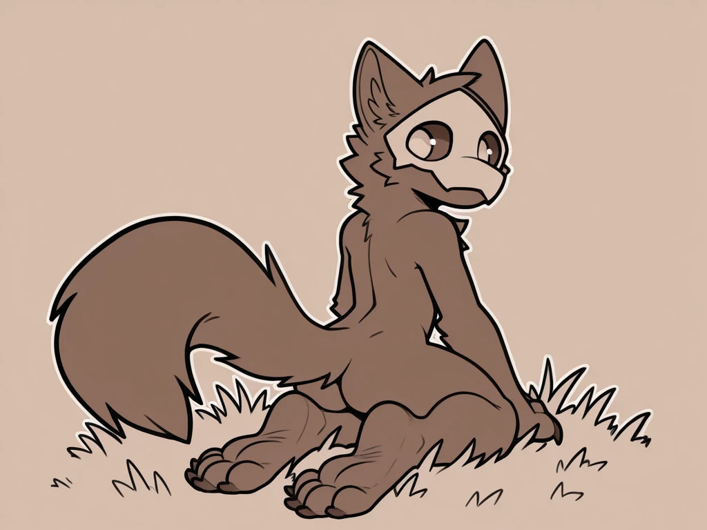 young woman, antromortph, transformation, naked, sexly, lascivious, horny, big tits fur covered, Wolf, canine face, full body, White background, tail, Soft fur, enjoyment, Happy