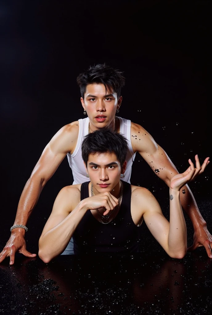 (8k, photo, best quality, masterpiece, erotic, homoerotic, beautiful eyes, ballet tights, crotch bulge, ballet style:1.35), (androgynous male, fafnir, ring of nibelungen ballet:1.5)