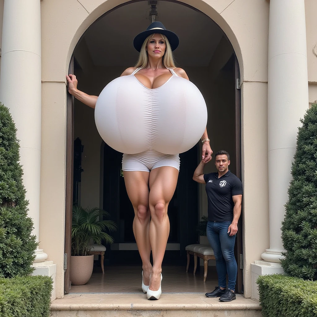 patterned blouse, (big giant enormous oversized massive huge colossal breasts:1.5), (gigantic sagging breasts:1.5), (very long full hair:1.25)