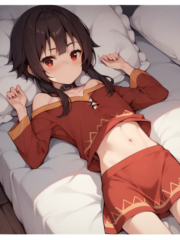 Megumin, Mago loco, 1 girl, solamente, bruja tiene, brown hair, PELO LARGO Y CORTO, ojos rojos, sonrojarse, sonrisa malvada, Gargantilla negra, 鎖骨, pecho plano, (Asymmetrical legs: 1.4), Legwear inigualable, (piernas vendadas: 1.3), muslos negros, (arms behind back: 1.3), Fondo simple, alta calidad, High resolution. ((al aire libre)), Axillary presentation, highest qualityr、obra maestra、8k、Fotorrealista、lighting like a movie、Belleza、ojos hermosos、Piel de aspecto real、Pieles hermosas、(Ultra small tits:1.3)、patas largas、Piel de aspecto real、(Cama muy lujosa、Antecedentes detallados), pelo corto, ((Agazapado)), flaco, ((((Piernas abiertas)))), , (((((muslos gruesos))))), ((nude)), ((missionary))
