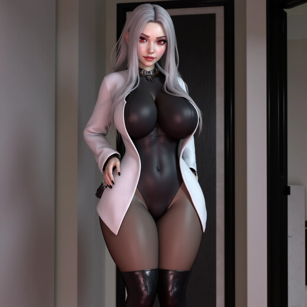 ((Melhor Qualidade)), ((Obra-prima)), (Detalhado: 1.4), 3D, cyberpunk, uma mulher bonita com seios grandes, com cosplay extremamente sexy NSFW
