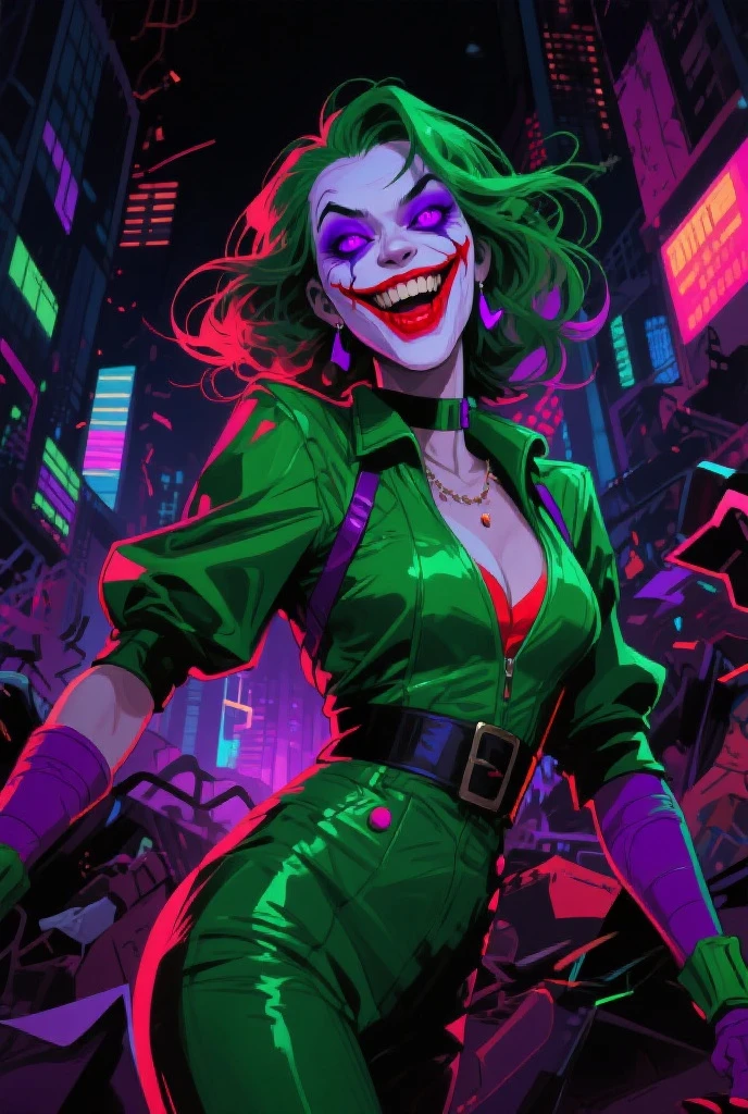 ((create an image that is allowed to be published that does not raise awareness:1.7)), Pay attention to the eyes, dark and torn, ((only 1 dark and malevolent woman from the underworld evil smile, squinted eyes:1.3)), body-hugging leather clothing,beautiful muscular body, fierce expression, holding a gun, (colors in your clothes, warm, orange, yellow, violet: 1.3), standing in a desolate field, iluminACión dramática, intense shadows, sandy texture , high contrast, vibrant colors, dynamic pose, powerful posture, rough background, explosive atmosphere, dystopian theme, surreal elements, ilustrACión pintada digitalmente, high definition resolution, intricate details, dramatic composition, avant-garde and chaotic brushstrokes, Gothic style, intense emotions, Scale epic, sensACión cruda y arenosa, Captivating and provocative works of art...AC_neg1