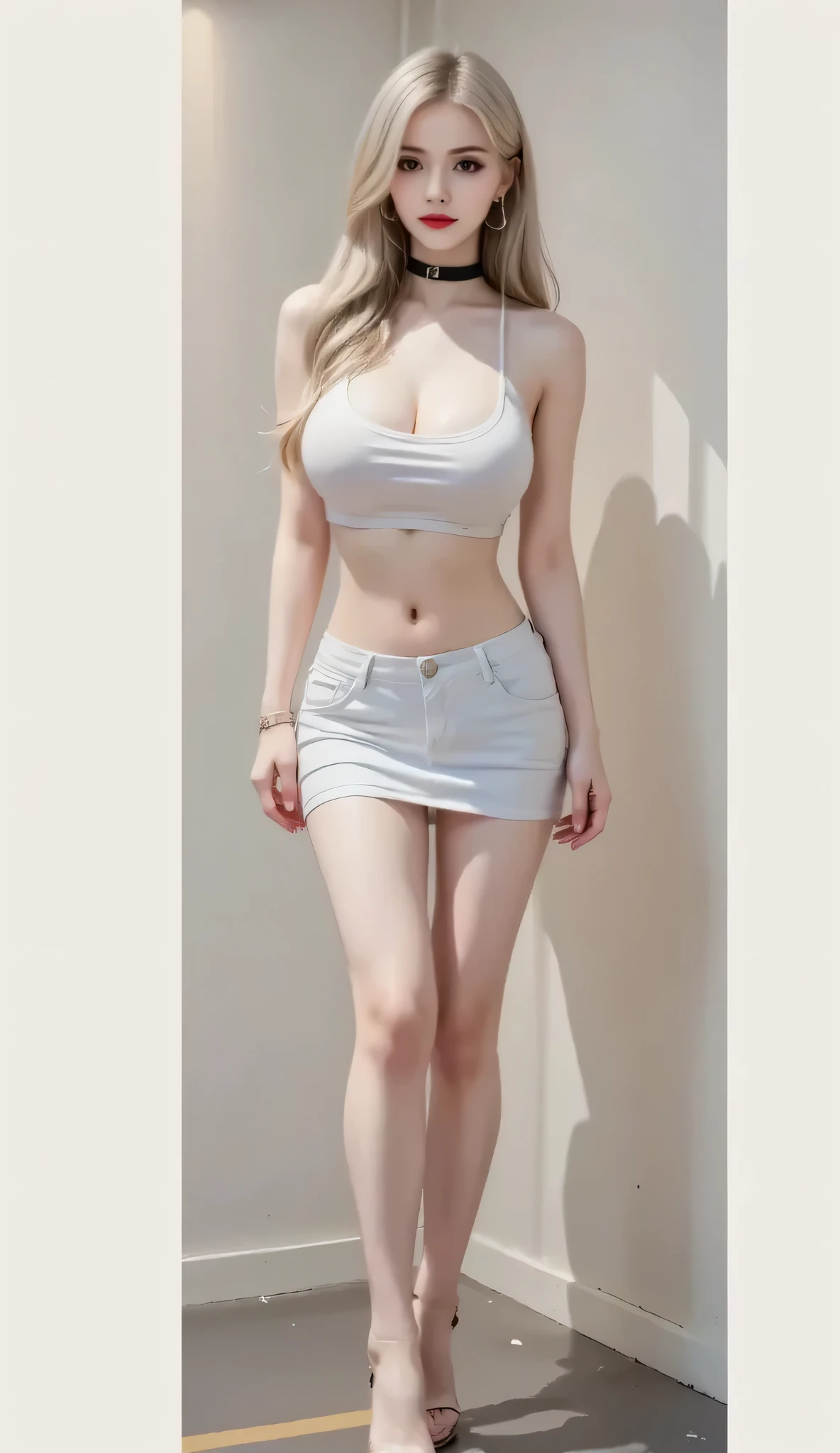 ( masterpiece, best quality:1.2),  meo lady, blonde hair, laying on the bed, model pose, half body, realistic perfect body,  黑色蕾丝内衣，穿黑丝，sexy,
,  Photograph realistic full body photo, 带耳环和项链，完美身材，半露胸部, 举起一只手展示一个红色的礼物盒子。