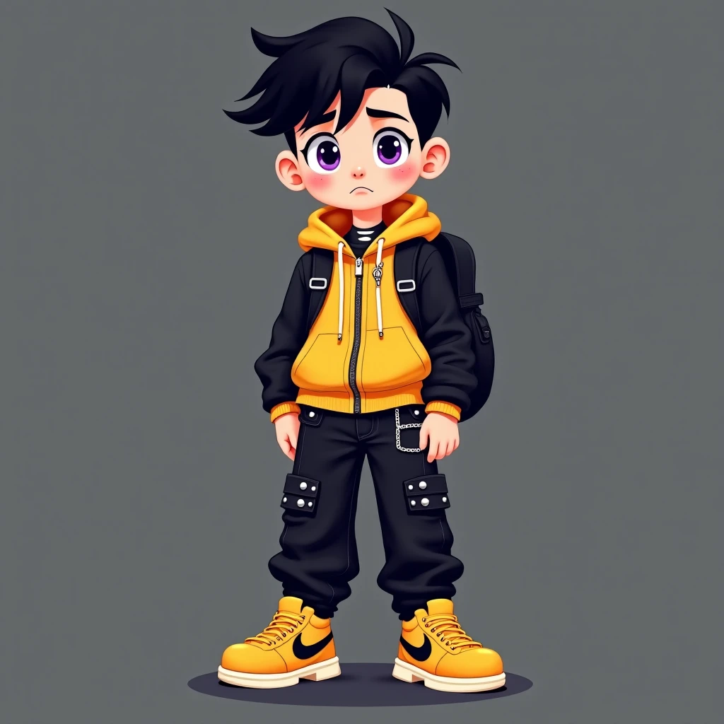Children's drawing, man with 20 years, young, black hair, full body, Adidas sneakers,detailed (((solo)))
