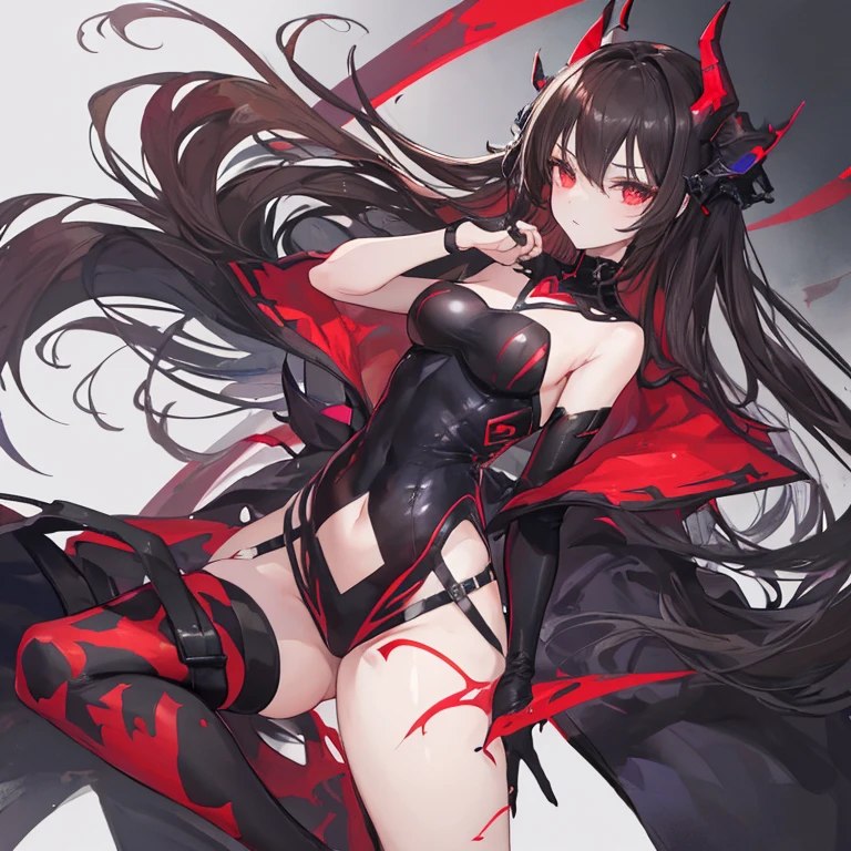 (Exquisite eyes),(Clear and beautiful eyes:1.61),masterpiece, 1 young girl,(Black clothes and some red gems), Black long hair, (She has a huge red gem on her chest), Good Hand,((The Havoc of StarCraft)),full-body shot,Fighting Stance,(Red Eyes:1.466),short and small,(Very big breasts:1.35),(Pretty Face),(full-body shot:1.33),Beautiful hands