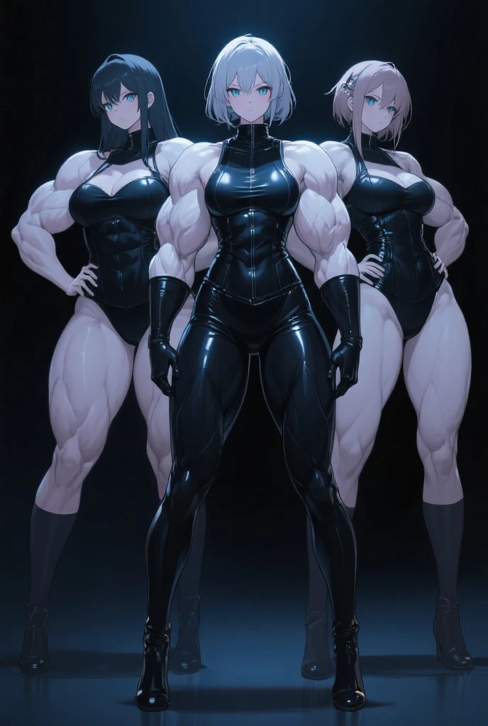 1 woman,((above view:1.3)), (masterpiece)),(((best quality))),((character)), ((full body view)) ((seductive pose)) mature face, defined cheekbones, high cheekbones, illustration, girl, muscular, ((ponytail:1.4)), sexy bimbo, (gigantic breasts:1.7) ((detailed face:1.4)) beautiful woman, Lady Death, long black gloves, colored skin, (white skin:1.4), white hair, (muscular), white eyes,long thigh boots, black boots, shiny skin, scribbles and marks,(puffy lips:1.5) ,harsh light, black legs,epic pose, rough sketches, 8k,16k, (simple background, white background: 1.3),